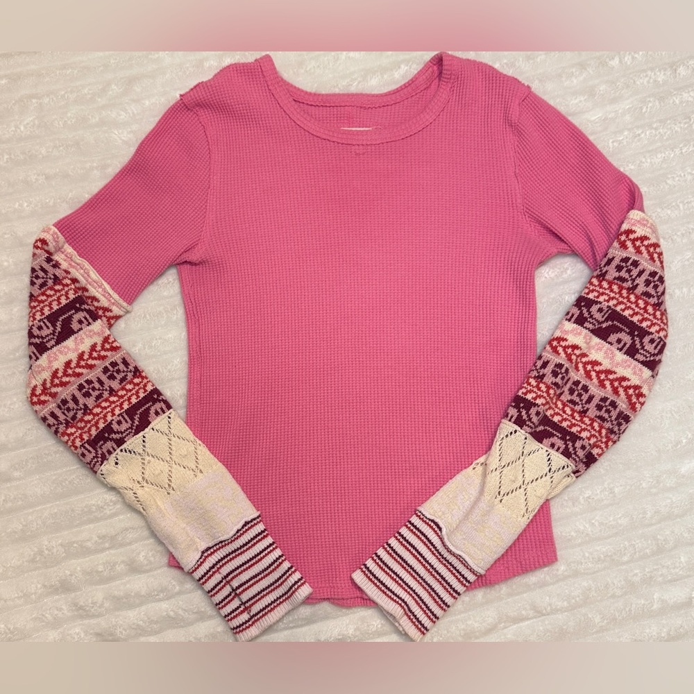 Free People We The Free All In Cuff Top, in Blush Combo, Size Medium